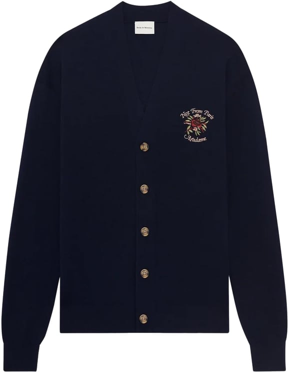 Drôle de Monsieur Drole De Monsieur Heren Le Cardigan Slogan Rose Blauw