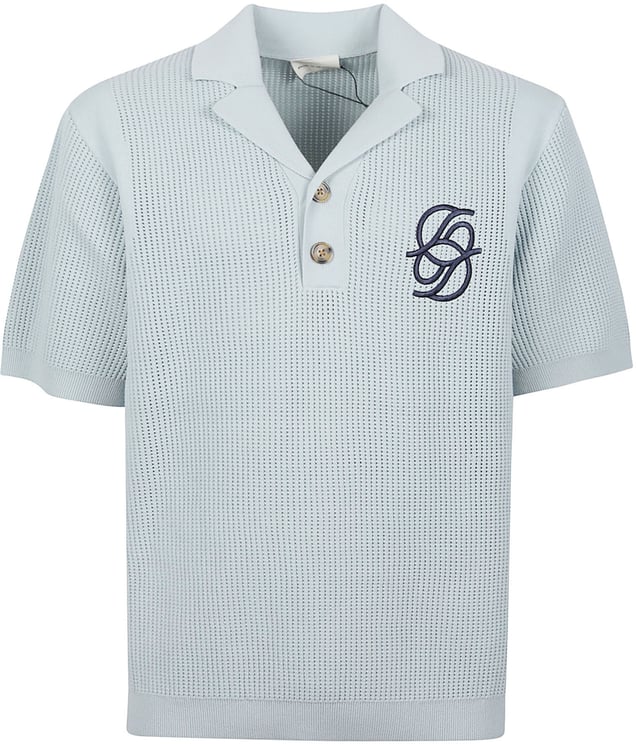 Drôle de Monsieur Short Sleeve Monogramme Polo Shirt Blue