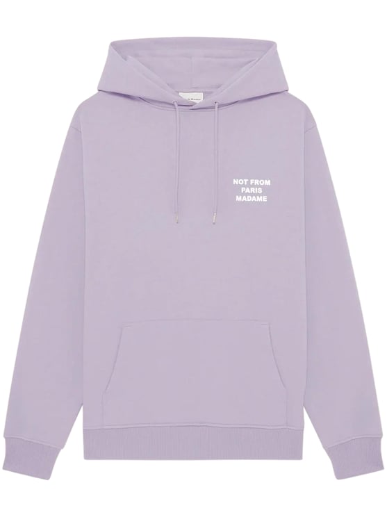 Drôle de Monsieur Relaxed-Fit Lavender Hoodie with Slogan Detail