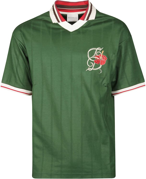 Drôle de Monsieur Short Sleeve Short D Hibiscus Polo Shirt Green