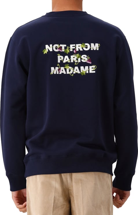 Drôle de Monsieur Drôle de Monsieur Sweater Blauw Vine Embroidered Slogan