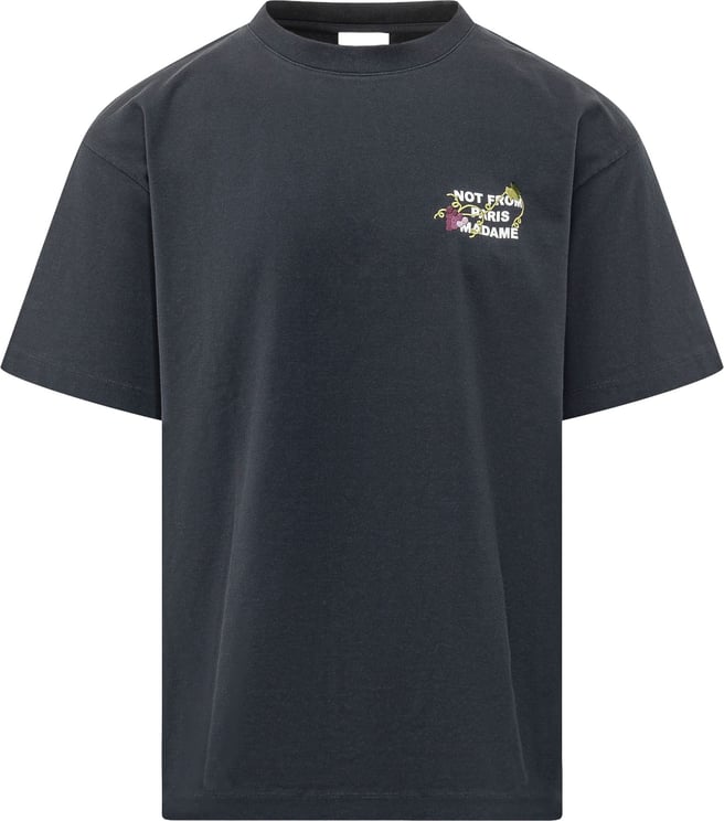 Drôle de Monsieur T-shirt Vine Slogan con Ricamo