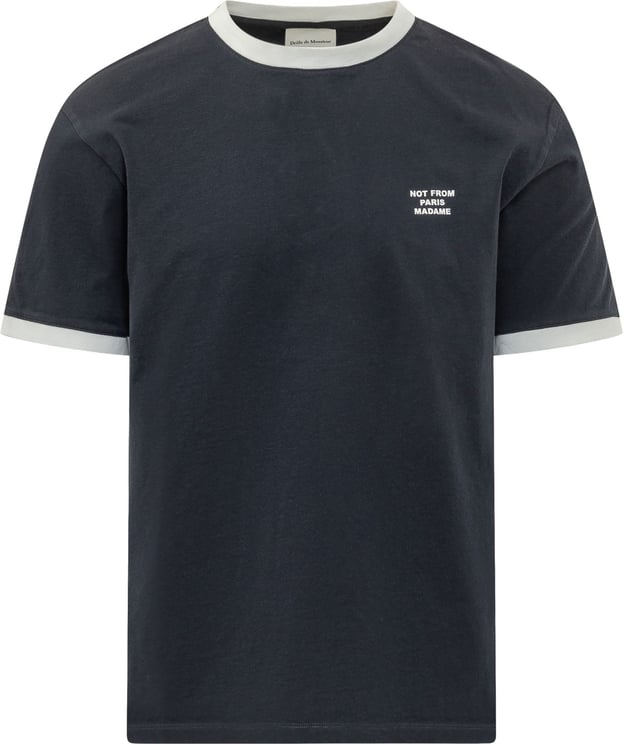 Drôle de Monsieur T-shirt Slogan con Profili a Contrasto