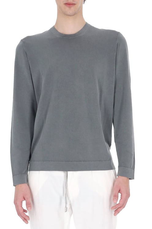 Drumohr Grey Long-Sleeve Frosted Cotton T-Shirt
