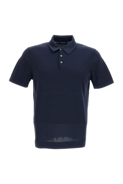 Drumohr Blue Cotton Short-Sleeved Polo Shirt