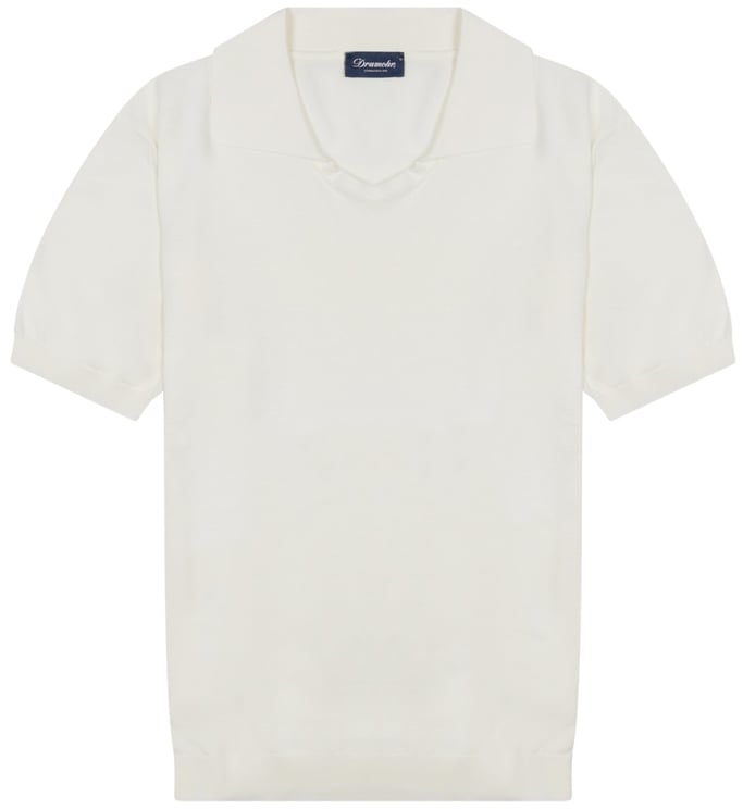 Drumohr Minimalist White Polo With Classic Collar