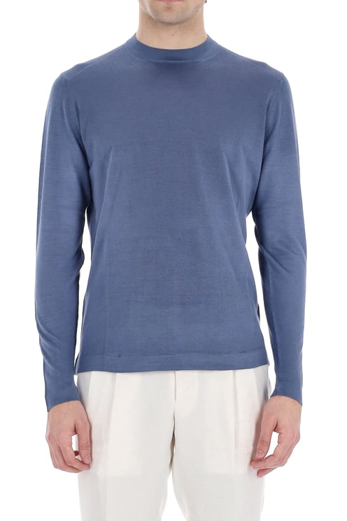 Drumohr Long Sleeve Silk Crewneck Sweater