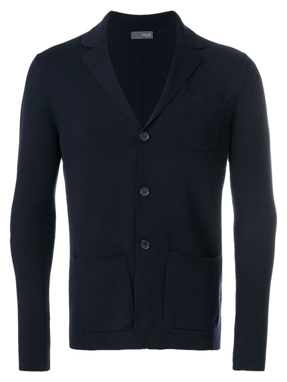 Drumohr Navy Blue Knit Wool Blazer