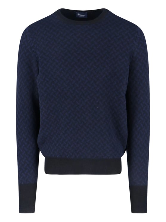 Drumohr Dark Blue Biscottino Herringbone Sweater