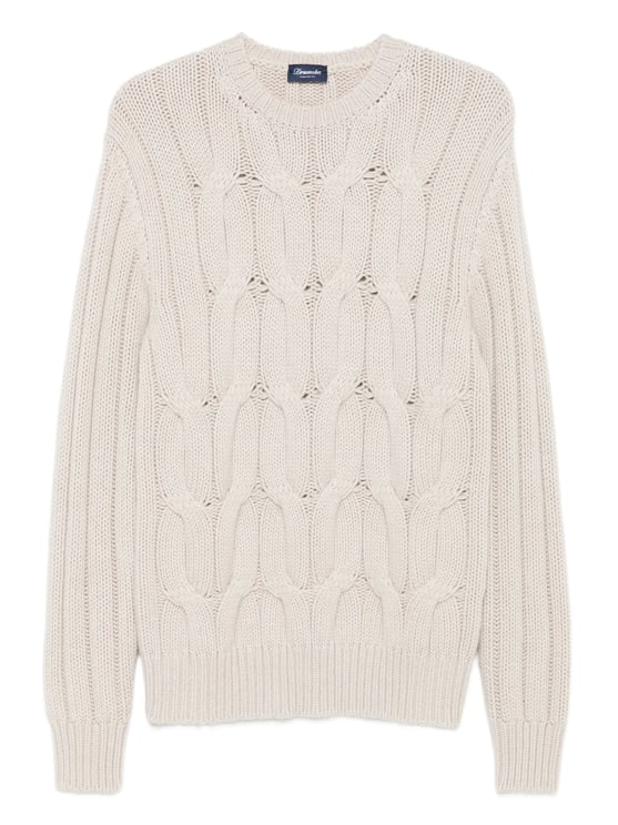 Drumohr Treccia Cable Knit Crew Neck Sweater