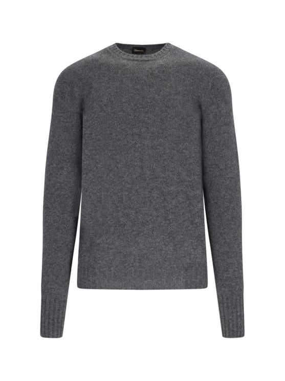 Drumohr Classic Sweater In Grey Cashmere Crew Neck