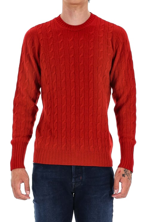 Drumohr Pure Cashmere Cable Knit Crewneck Sweater