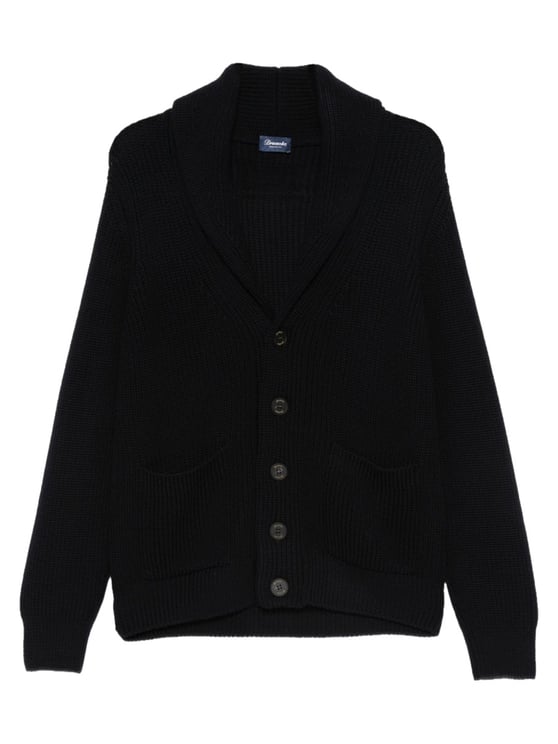 Drumohr Brown Shawl Collar Knitted Cardigan