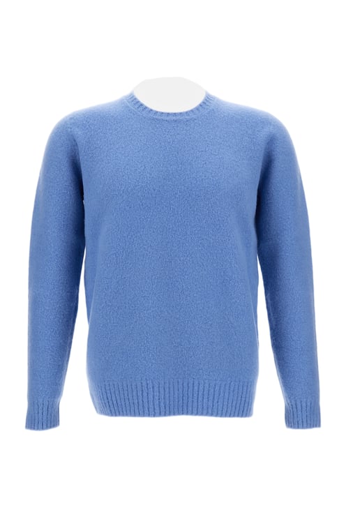 Drumohr Brushed Texture Crew Neck Sweater With Ribbed Details