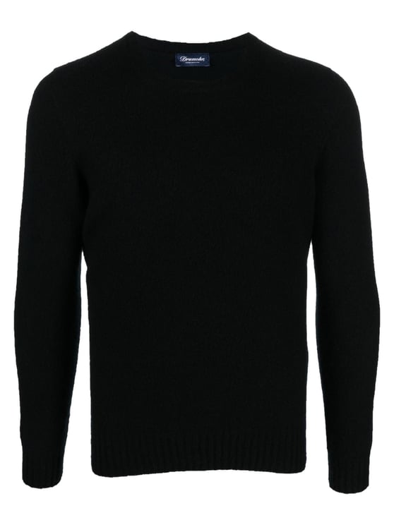 Drumohr Black Crewneck Textured Knit Sweater