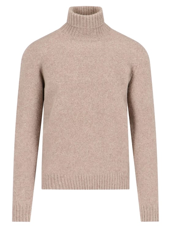 Drumohr Grey Turtleneck Textured Knit Sweater