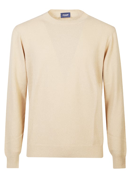 Drumohr Beige Cotton Ribbed Knit Sweater