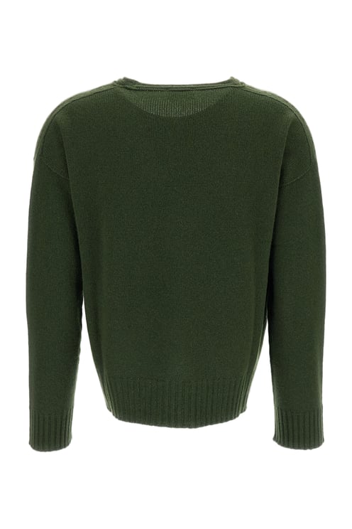 Drumohr Boxy Cut Cashmere Sweater with Ribbed V-Neckline