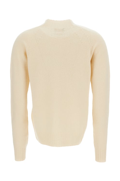 Drumohr Mock Neck Jersey-Knit Wool Pullover with Raglan Sleeves