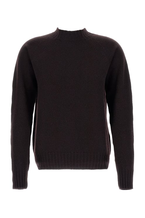 Drumohr Brown Plain Wool Crewneck Sweater