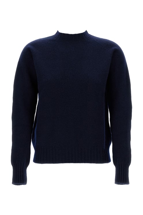 Drumohr Blue Plain Wool Crewneck Sweater