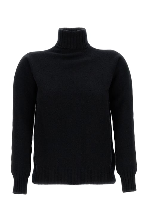 Drumohr Flat-Knit Wool Turtleneck Sweater with Ribbed Finishing