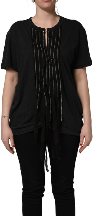Dsquared2 Dsquared² Black Chain Embellished Cotton Short Sleeve T-shirt