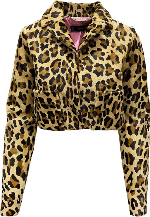 Dsquared2 Dsquared2 Leopard Calf Hair Cropped Jacket