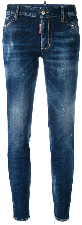 Dsquared2 Slim-Fit Medium Blue Splatter Denim Jeans