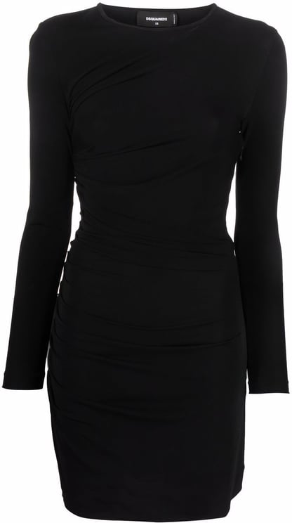 Dsquared2 Fitted Mini Black Ruched Viscose Dress