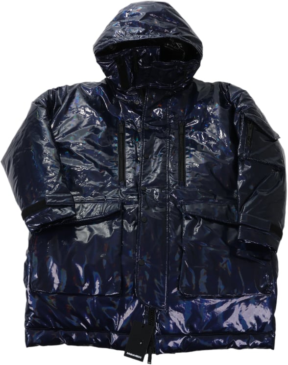 Dsquared2 DSQUARED2 Glossy Navy Puffer Jacket, Size 48