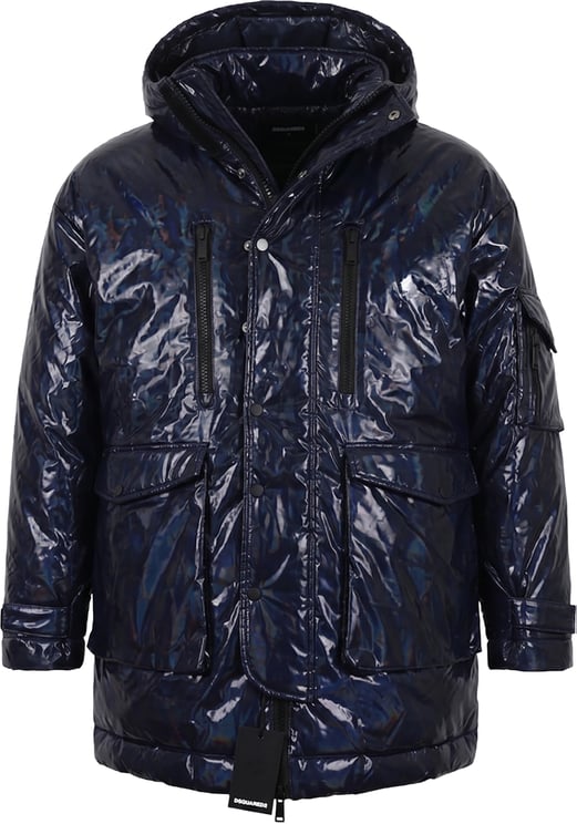 Dsquared2 DSQUARED2 Glossy Navy Puffer Jacket, Size 48