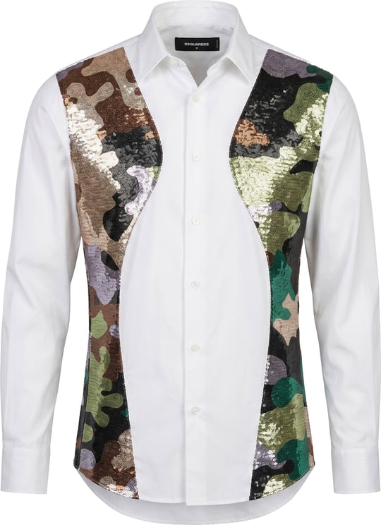 Dsquared2 Dsquared2 Camouflage Panel White Shirt, 48 IT