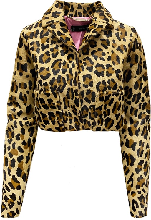 Dsquared2 Dsquared2 Leopard Calf Hair Cropped Jacket