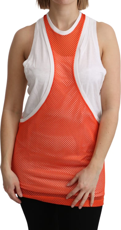 Dsquared2 Dsquared² Orange White Crewneck Sleeveless Tank T-shirt Dress Top
