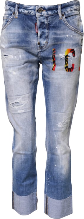 Dsquared2 Dsquared² Blue Washed Cotton Mid Waist Skinny Denim Jeans