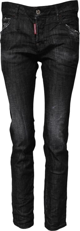 Dsquared2 Dsquared² Black Washed Cotton Mid Waist Skinny Jeans