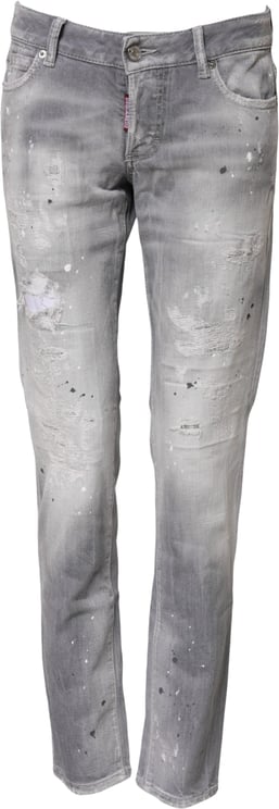 Dsquared2 Dsquared² Gray Washed Mid Waist Tapered Denim Jeans