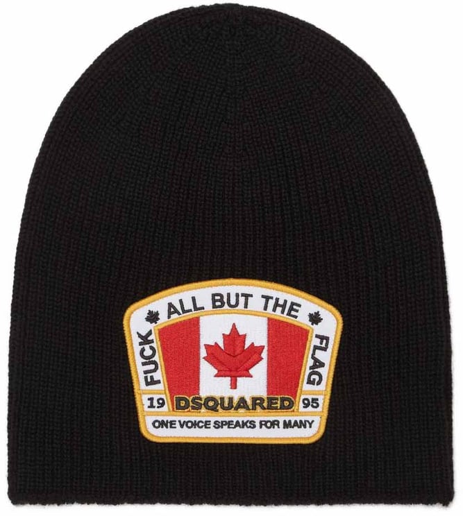 Dsquared2 Knit Beanie with Rectangular Logo Patch