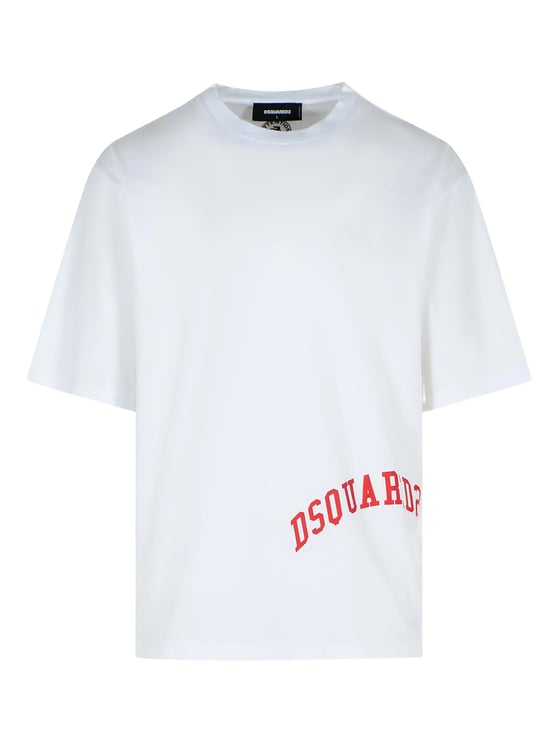 Dsquared2 Loose Fit White Curved Graphic T-Shirt