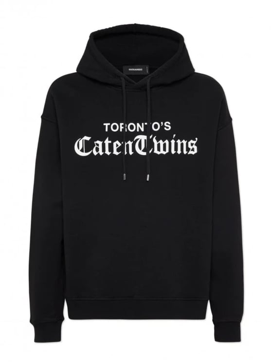 Dsquared2 Black Gothic Text Print Relax Fit Hoodie
