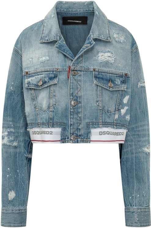 Dsquared2 Giacca Denim Corta con Tasche e Bottoni