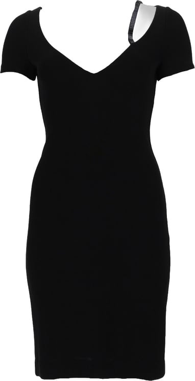Dsquared2 Fitted Midi Dress with Asymmetrical Neckline in Black