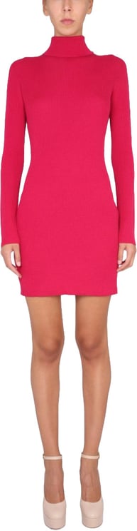 Dsquared2 Fitted High Neck Ribbed Knit Dress