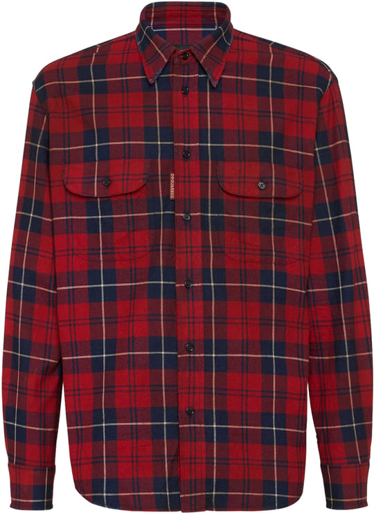 Dsquared2 Canadian Vintage Red/Navy Plaid Cotton Shirt