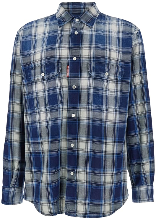 Dsquared2 Canadian Vintage Blue/White Plaid Cotton Shirt