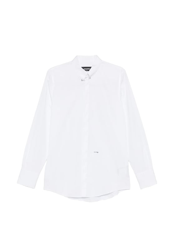 Dsquared2 White Long-Sleeve Silver Safety Pin Shirt