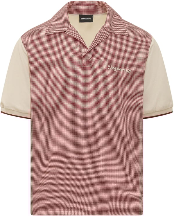 Dsquared2 Polo Pied de Poule con Colletto a Rever