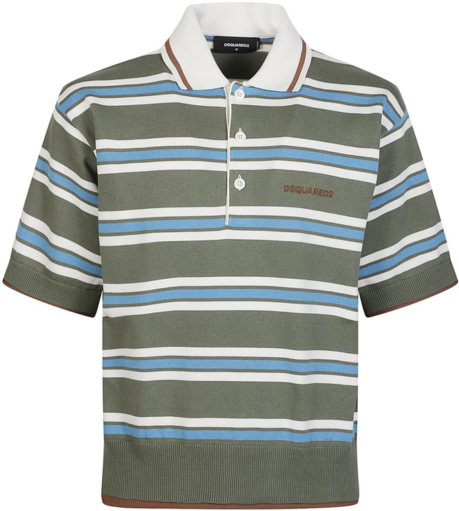 Dsquared2 Short Sleeve Striped Polo Shirt Multicolour
