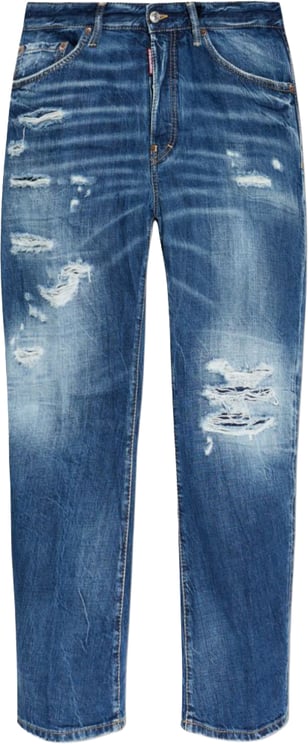 Dsquared2 Distressed Blue Denim Jeans with Five-Pocket Design